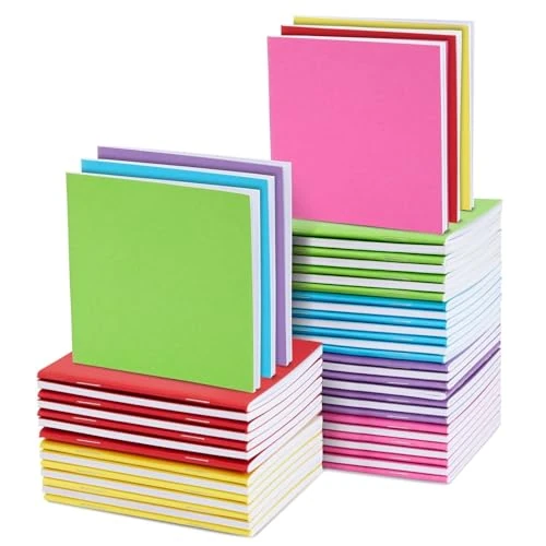 48 Pack Colorful Blank Books, Bulk, Mini Notebooks for Kids, Small Notepads Journals for Drawing, Writing (6 Colours, 10 x 10 cm)