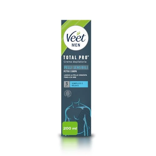Veet Men ontharingscrème voor heren, borst en lichaam, voor de gevoelige huid, dermatologisch getest, 200 ml