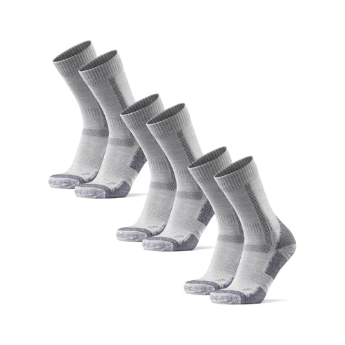 DANISH ENDURANCE Merino Wandersocken, Sommer Trekkingsocken, Unisex, Herren, Damen & Kinder, 3 Paar, Grau, 43-47