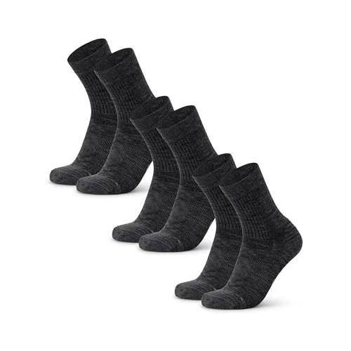 Offerta a tempo: DANISH ENDURANCE Calze Trekking Leggere in Lana Merino, Anti-Vesciche, da Uomo, Donna, Bambino, 3 Paia, Grigio, 39-42 - 32% da 37.95 € a 25.90 €
