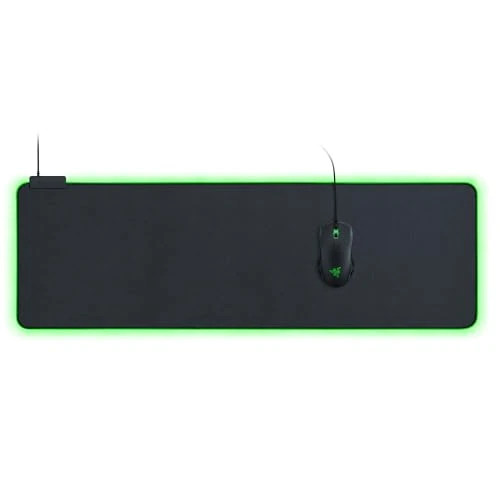 Razer Goliathus Extended Chroma - Alfombrilla suave para juegos con iluminación RGB (soporte para cables, superficie de tela, borde cosido, optimizado para todos los ratones) Negro