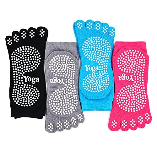 Offre limitée : PUTUO Chaussettes de Yoga Femme Chaussettes Antiderapantes en Coton, Femme Chaussettes avec Orteils pour Les Sports: Yoga Pilates Danse Sport Trampoline Polaires, 4 Paires, multicolor, taille unique de 19.98 € à 12.73 € (36% de remise)