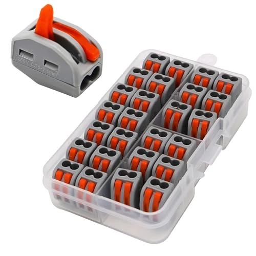 Offre limitée : Connecteur à écrou à levier, CESFONJER Lot de 26 connecteurs de fils compacts, connecteur d'épissure, connecteurs de câbles unilatéraux, kit de blocs de câbles électriques pour fils 28-12 AWG de 7.69 € à 7.69 € (0.00% de remise)