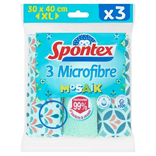 Oferta limitowana: Spontex Ściereczki z mikrofibry z mozaiką, idealne do czyszczenia na mokro i na sucho, wszechstronne i wydajne, 30 x 40 cm, kolor nie do wyboru, 3 sztuki z 11.59 zł na 11.59 zł (oszczędź 0.00%)