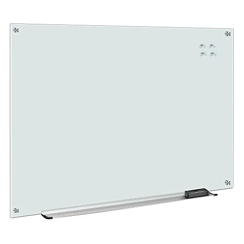 Amazon Basics - Lavagna cancellabile in vetro, magnetica, 120 x 90 cm, Bianco