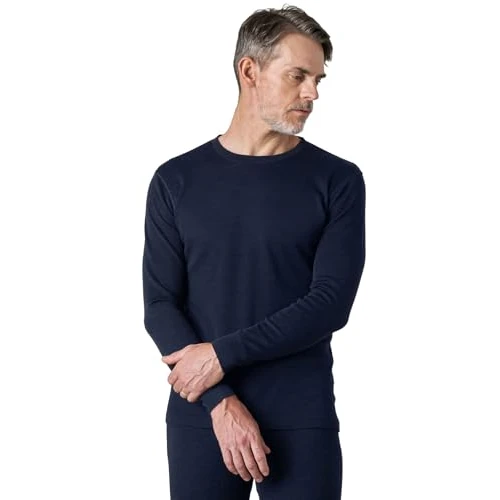 Offerta a tempo: LAPASA Maglia Termica 100% Lana Merino Uomo Canottiera Tecnica Trekking Sport Hiking Strato Base Blu Navy (Calore Medio) Large - 30% da 54.99 € a 38.57 €