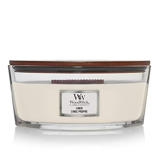 Offerta a tempo: WoodWick Candela profumata Ellispe con stoppino crepitante | Linen | Durata della fragranza: fino a 50 ore - 40% da 39.99 € a 23.99 €