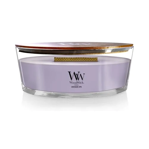 Offre limitee: Woodwick Ellipse Bougie parfumée avec mèche crépitante | Spa Lavande | Jusqu'à 50 heures de combustion de 39.90 EUR a 27.80 EUR (economie 30%)
