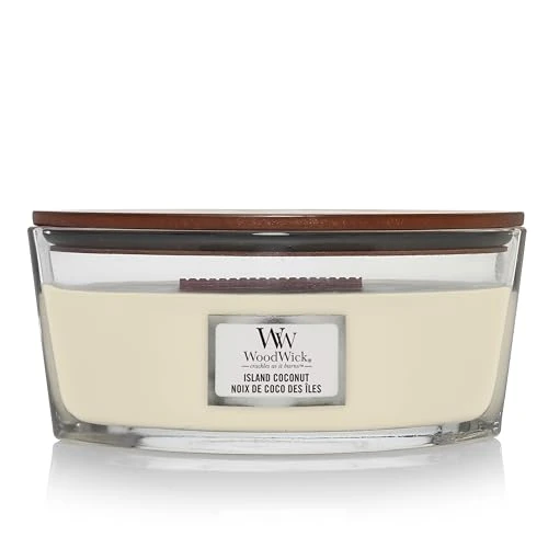Limited-time offer: Woodwick Ellipse Scented Candle with Crackling Wick, Island Coconut, Up to 50 Hours Burn Time Wood, White from $52.07 to $52.07 (save 0.00%)