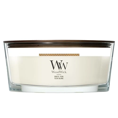Limited-time offer: Woodwick Ellipse Scented Candle | White Teak | with Crackling Wick | Burn Time: Up to 50 Hours from 34.99 £ to 27.99 £ (save 20%)