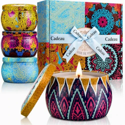 Limited-time offer: YMing Scented Candles Gifts for Women, 5.65 oz Large Aromatherapy Candles, Candle Gift Set, Real Soy Wax Portable Travel Tin Candle, 4 Pack Metal, Gifts Set for her, Birthday, Valentine's Day from 15.99 £ to 12.79 £ (save 20%)