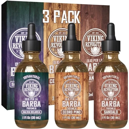 Limited-time offer: Viking Revolution - Beard Oil - All Natural With Argan & Jojoba Oils - Sandalwood, Cedar Pine, Clary Sage - Softens, Smooths & Strengthens - Gifts For Men - Valentines Gifts for Him - 3 x 30 ml from 14.99 £ to 14.99 £ (save 0.00%)