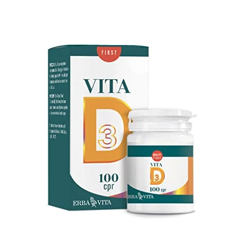 Offerta a tempo: ERBA VITA Integratore Alimentare Vitamina D Vegan, Capsule in Pilloliera, 100 Compresse - 41% da 15.20 € a 8.96 €
