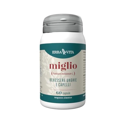 Offerta a tempo: ERBA VITA Integratore Alimentare di Miglio - 60 Capsule - Formula potenziata utile per capelli e unghie - 52% da 14.50 € a 6.98 €