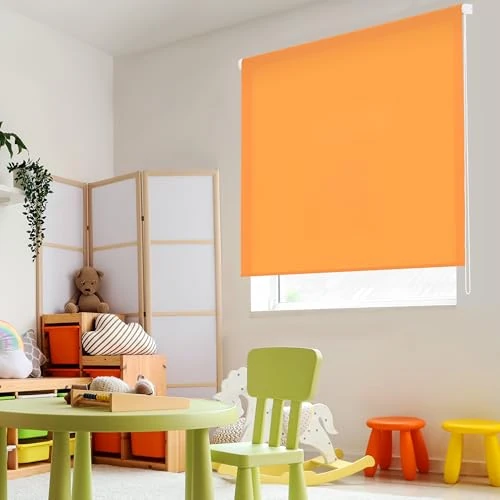 Oferta limitada: Blindecor Ara | Estor enrollable translúcido liso - Naranja, 120 x 250 cm (ancho por alto) | Tamaño de la Tela 117 x 245 cm | Estores para ventanas de 47.26 EUR a 31.51 EUR (ahorro 33%)