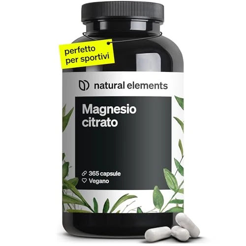 Citrato de Magnesio - 365 Cápsulas en alta dosificación - 2320mg, de los cuales 360mg son de magnesio elemental al día - Para Músculos, Huesos y Sistema Inmunitario - Probado en laboratorio