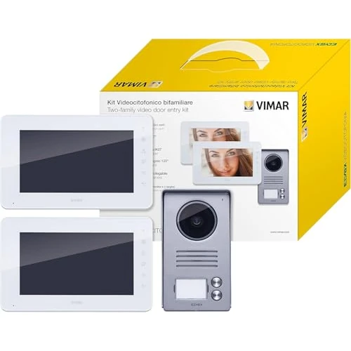 Oferta limitada: Vimar K40911 Kit videoportero contenido: 2 videoporteros con teclado capacitivo LCD 7 in, placa de entrada audio/vídeo de 2 pulsadores, 2 alimentadores con clavijas intercambiables, bianco/grigio de 327.20 € a 249.00 € (ahorro 24%)