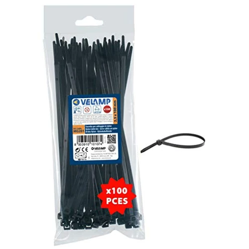 Oferta limitada: Velamp MG201 Kit de 100 Bridas Abrazadera para Cables de 2.5 x 100 mm, Nylon 6.6, hiperresistente, Negro, 100 unidades (paquete de 1) de 3.90 € a 3.90 € (ahorro 0.00%)