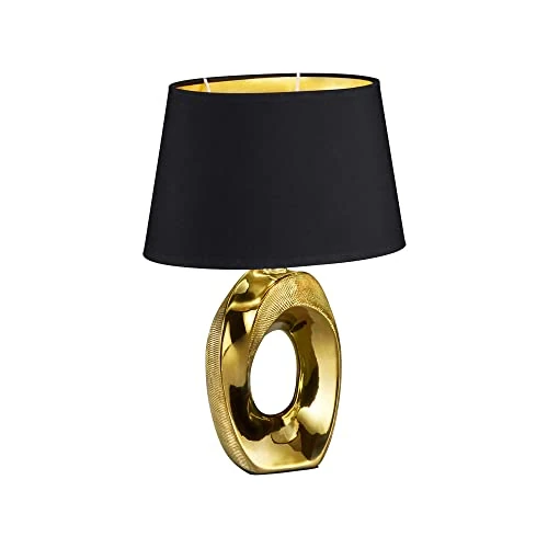 Offerta a tempo: Reality Leuchten Lampada da tavolo Taba R50511079, ceramica, paralume in tessuto nero/oro, altezza 33 cm - 0.00% da 27.05 € a 27.05 €