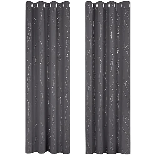 Oferta limitada: Deconovo Cortinas Opacas Diseño Líneas Plateadas para habitación con Ojales 140 x 180 cm 2 Paneles Gris Oscuro de 20.78 € a 20.78 € (ahorro 0.00%)