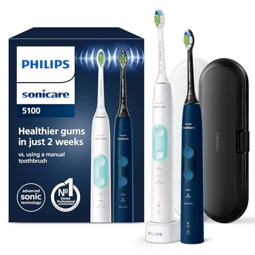 Oferta limitada: Philips Sonicare ProtectiveClean 5100 Pack Doble, 3 Modos, Sensor de Presión, Temporizador, Anterior, Azul/Blanco de 127.35 EUR a 127.35 EUR (ahorro 0%)
