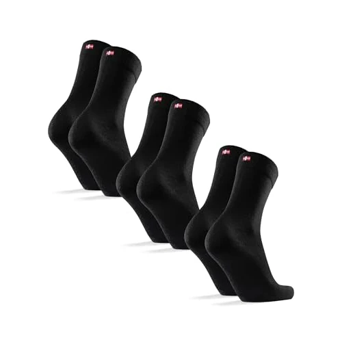 DANISH ENDURANCE Chaussettes en Laine Mérinos, Homme Femme, 3 ou 5 Paires, Noir, 35-38