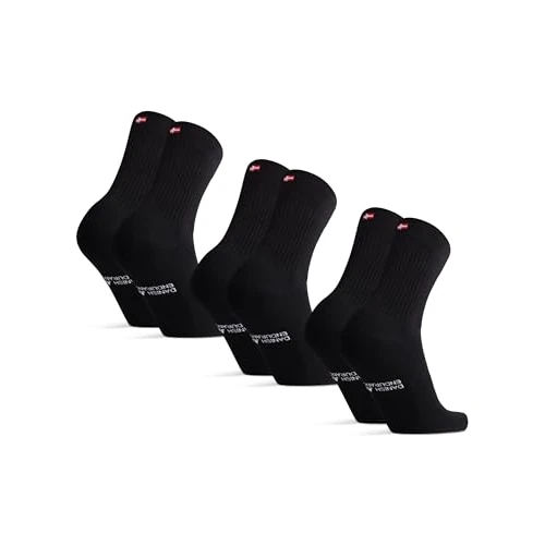 Offerta a tempo: DANISH ENDURANCE Calzini da Tennis in Cotone Organico, Padel e Sport, per Uomo e Donna, 3 o 6 Paia, Nero, 43-47 - 35% da 28.95 € a 18.95 €