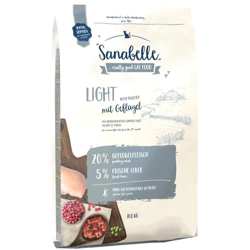 Sanabelle Light | Alimento seco para gatos con contenido energético reducido para gatos con sobrepeso | 6 x 400 g