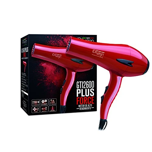 ID Italian Design - Sèche Cheveux Professionnel GTI 2600 Force Plus - Puissance 2200W - Moteur AC Haute Performance - 2 Vitesses et 3 Modes de Chaleur - Couleur Rouge