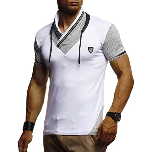 Oferta limitada: Leif Nelson Camiseta de Cuello Alto de los Hombres LN-805 Blanco XX-Large de 44.99 € a 24.99 € (ahorro 44%)