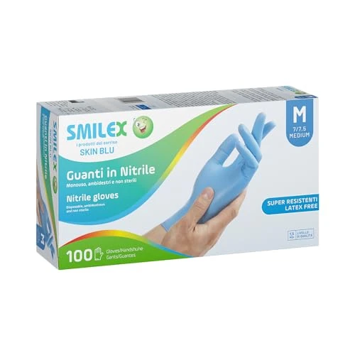 Skin Blue 100Pcs Non Sterile Environmentdextrous Powder Free Nitrile Gloves (M)