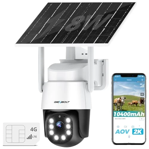 Tijdelijke aanbieding: GENBOLT 4G LTE AOV Solar Beveiligingscamera voor Buiten Draadloos,Geen WiFi van 69.99 € naar 69.99 € (0.00% korting)