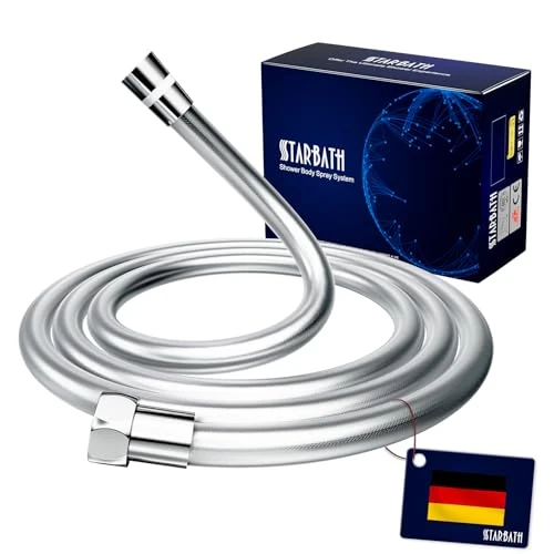 Tijdelijke aanbieding: STARBATH PVC gladde doucheslang 2m (79"), flexibele anti-knik handdoucheslang met messing aansluitingen, zilver van 59.00 € naar 59.00 € (0.00% korting)