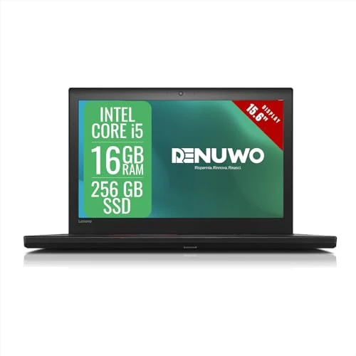 Lenovo Thinkpad Laptop Computer Business, Pc Portatile Notebook Intel i5 6th, Ram 16Gb, SSD 256Gb, Display da 15.6", WiFi, Windows 11 Pro + Libre Office (Ricondizionato)