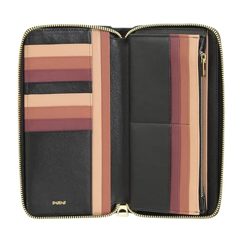 Beperkte aanbieding: DUDU Grote damesportemonnee RFID met ritssluiting in nappaleer voorzien van zip around Ritssluiting 14 Creditcardvakjes en Kleingeldvak Zwart van 44.50 EUR naar 44.50 EUR (besparing 0%)