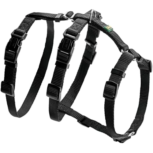 Zeitlich begrenztes Angebot: HUNTER Sicherheitsgeschirr VARIO RAPID, Panikgeschirr mit extra Bauchgurt, ausbruchssicher & verstellbar, auch als klassisches Y-Geschirr nutzbar, leichte Klickverschlüsse, Farbe: schwarz, Größe: XS-S von 29.99 € auf 28.99 € (