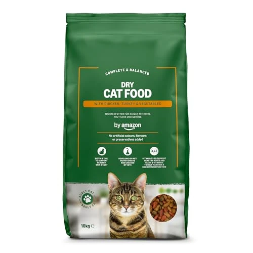 Offre limitée : by Amazon - Croquettes complètes pour Chats Adultes, au Poulet, Dinde et légumes, 10kg, Lot de 1 de 18.73 € à 18.73 € (0.00% de remise)