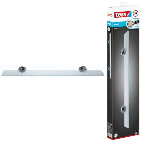 Offerta a tempo: Tesa Smooz Mensola in Vetro - Mensola in Vetro Satinato e Metallo Cromato - Inossidabile - Impermeabile - Colla Rimovibile Inclusa - 0.00% da 57.13 € a 57.13 €