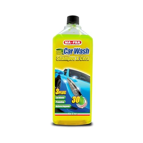 Ma-Fra CarWash Shampoo en was, beschermend en zelfdrogend, tegen hardnekkige vlekken en vuil, tot 30 wasbeurten, 1000 ml