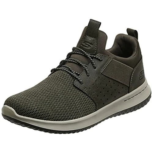 Offerta a tempo: Skechers Delson Camben, Scarpe da Ginnastica Basse Uomo, Green Olive, 49.5 EU - 46% da 79.95 € a 43.11 €