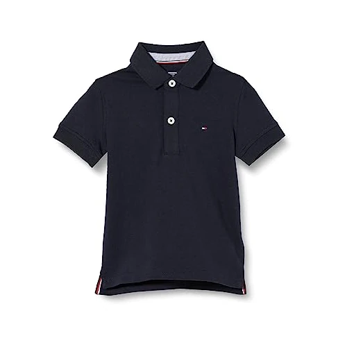 Tommy Hilfiger Polo de Manga Corta Chicos de algodón orgánico, Azul (Sky Captain), 18 Meses
