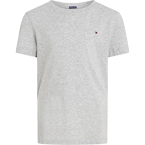 Tommy Hilfiger Bambino T-Shirt Maniche Corte Scollo Rotondo, Grigio (Grey Heather), 10 Anni