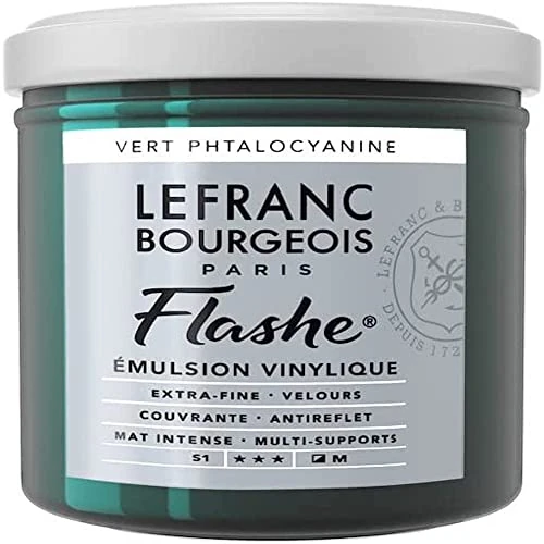 Lefranc Bourgeois 300587 Flashe acryl- en vinylverf, lichtecht, dekkend en bestand tegen veroudering - 125ml Pot, Phthalocyanine Green