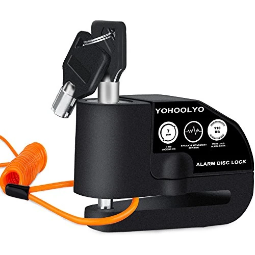Offerta a tempo: YOHOOLYO Bloccadisco Moto Lucchetto Antifurto Impermeabile Allarme 110DB | per Moto, Bici, Motocross, Scooter, Accessori, 2 Chiavi, Cavo Promemoria di 1,5m, Borsa Trasporto - 0.00% da 17.99 € a 17.99 €