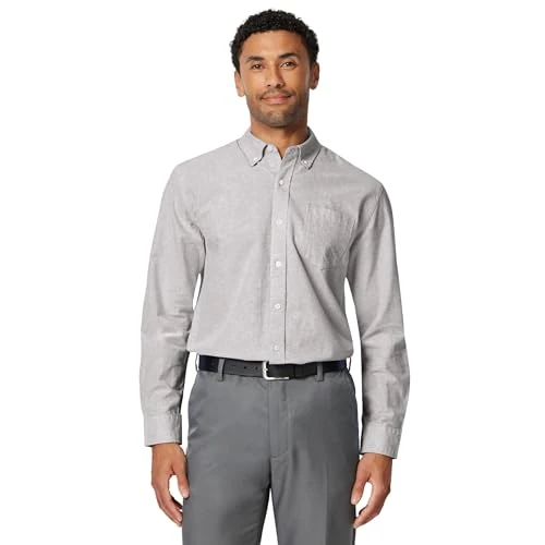 Tijdelijke aanbieding: Amazon Essentials Regular-Fit Lange Mouwen Effen Pocket Oxford Shirt Knop, Grijs, van 25.49 € naar 25.49 € (0.00% korting)
