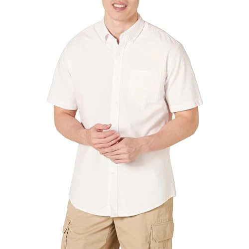 Limited-time offer: Amazon Essentials Men's Regular-Fit Short-Sleeve 100% Cotton Oxford Shirt, White, S from 9.95 £ to 9.61 £ (save 3%)