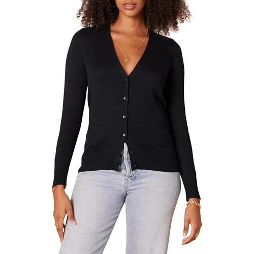 Offerta a tempo: Amazon Essentials Felpa Cardigan Leggera Donna, Nero, XL - 0.00% da 24.99 € a 24.99 €