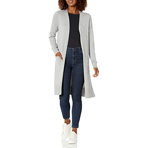 Oferta limitada: Amazon Essentials Jersey Tipo Cárdigan Ligero y Largo con Frente Abierto y Manga Larga (Disponible en Tallas Grandes) Mujer, Gris Claro Mezcla, L de 21.90 € a 15.35 € (ahorro 30%)