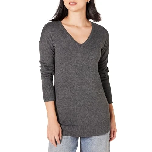 Offerta a tempo: Amazon Essentials Maglione A Tunica Leggero A Maniche Lunghe Con Scollo A v (Disponibile In Taglie Forti) Donna, Carbone Puntinato, S - 0.00% da 18.40 € a 18.40 €