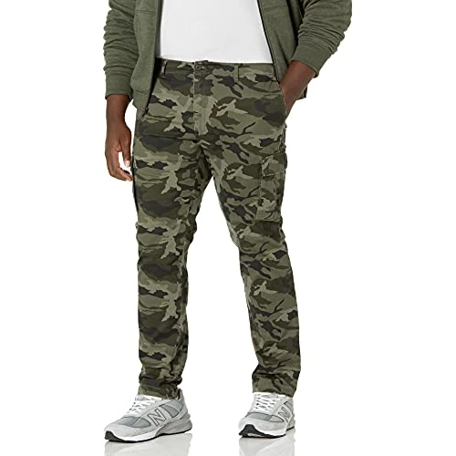 Amazon Essentials Pantalon Cargo Stretch, Coupe Droite (Grandes Tailles Disponibles) Homme, Vert Camouflage, 40W / 34L